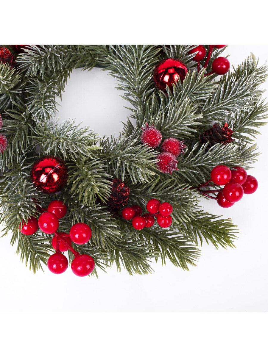 Венок новогодний хвойный Золотая сказка из елки искусственной литой 30 см - фото 11