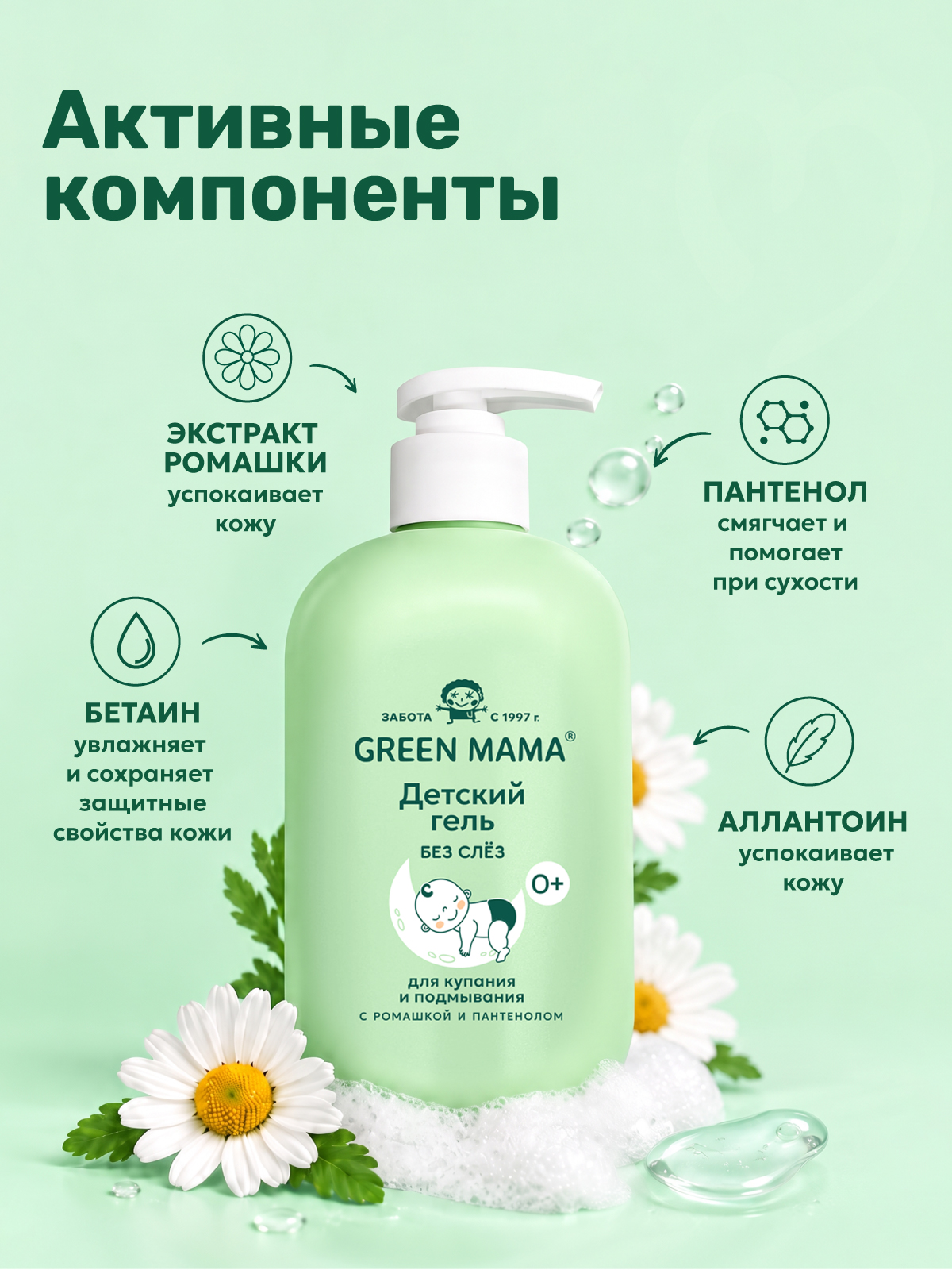 Гель для подмывания Green Mama детский с пантенолом 0+ 400 мл 1 шт. - фото 3