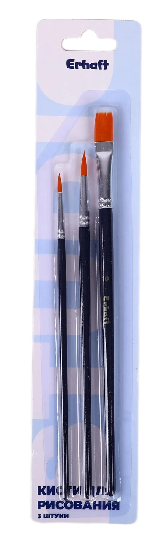 Изображение товара Набор кистей Erhaft Studio синтетика 3 шт для рисования и декоративных работ