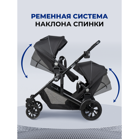 Коляска трансформер для двойни Farfello Silva Duo черный