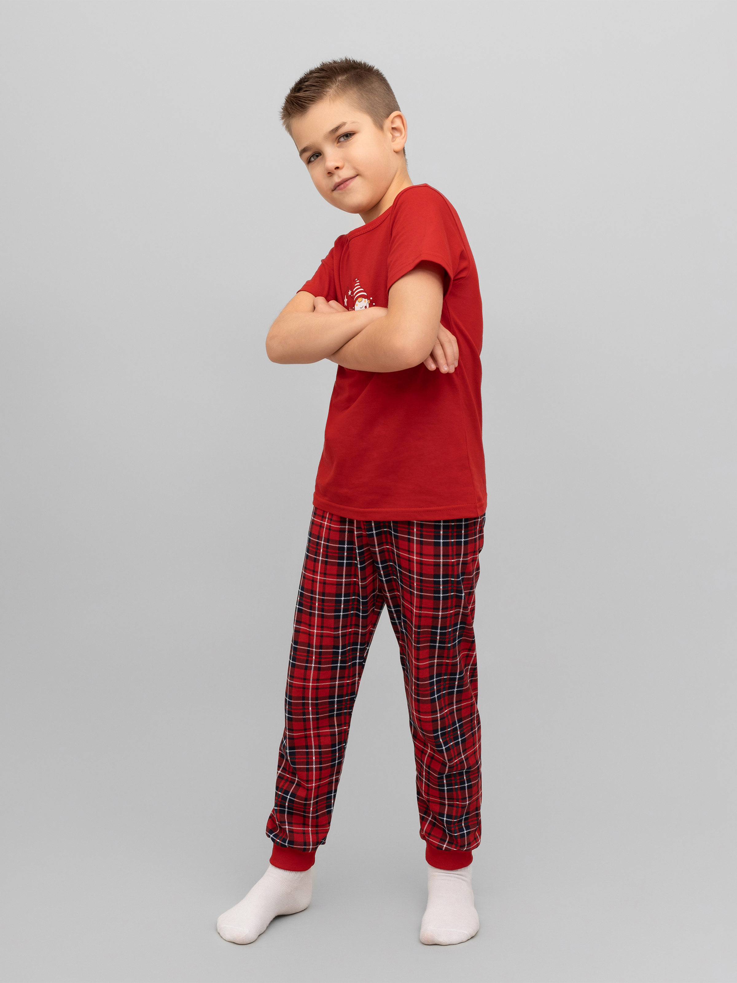 Пижама Утенок 827п красный клетка гномы - фото 23