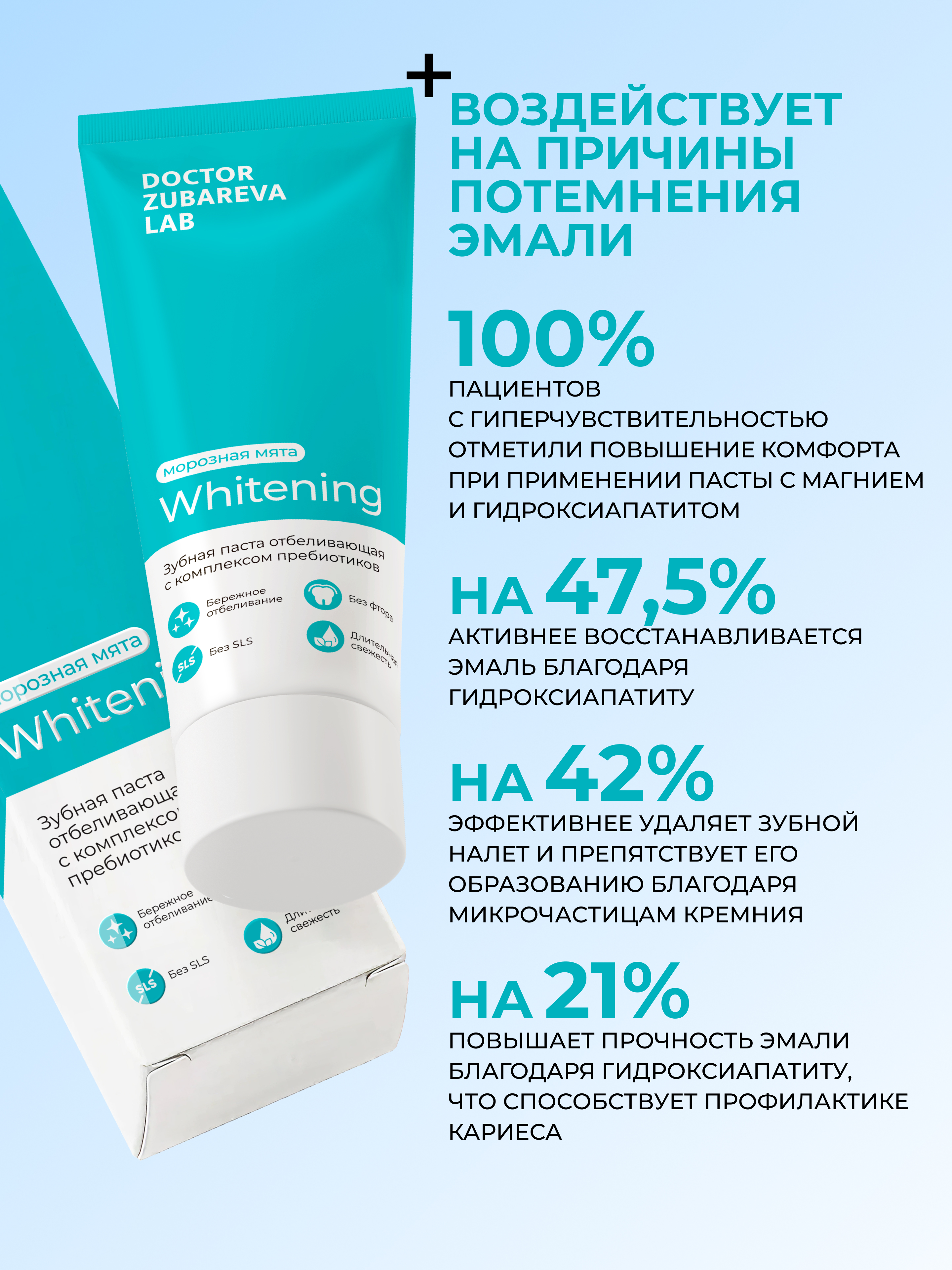Зубная паста Dr. Zubareva без фтора Морозная мята 90 г - фото 3