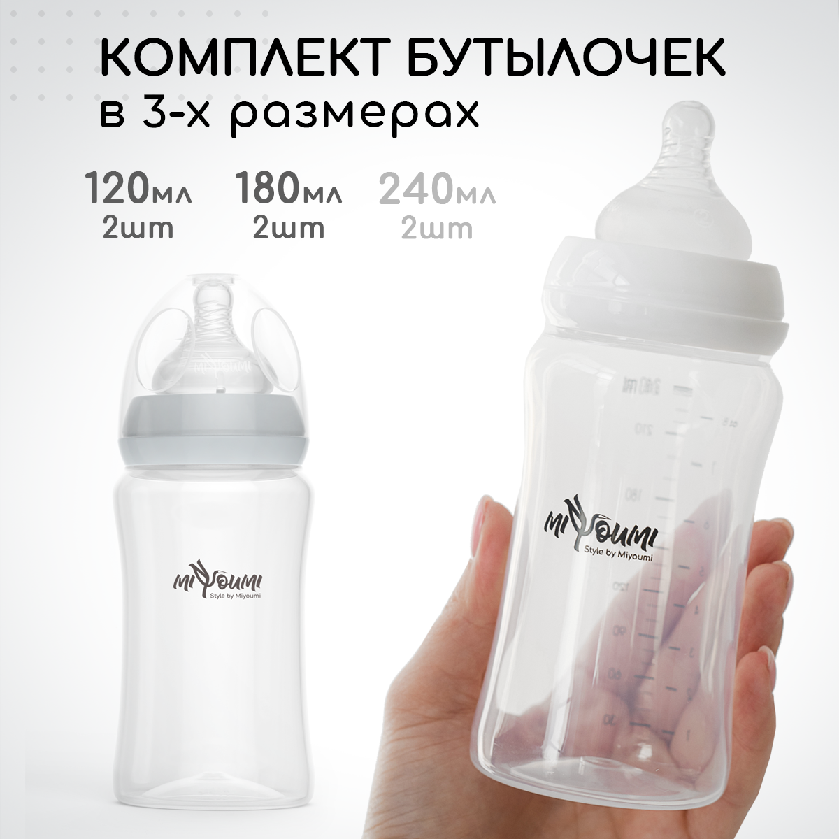 Бутылочка Miyoumi Anti-Colic 240 мл 2 шт. - фото 7