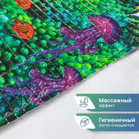 Коврик для ванной детский VILINA противоскользящий с присосками 43х90 см. Рыбки