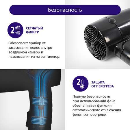 Фен LUMME LU-1054 черный жемчуг