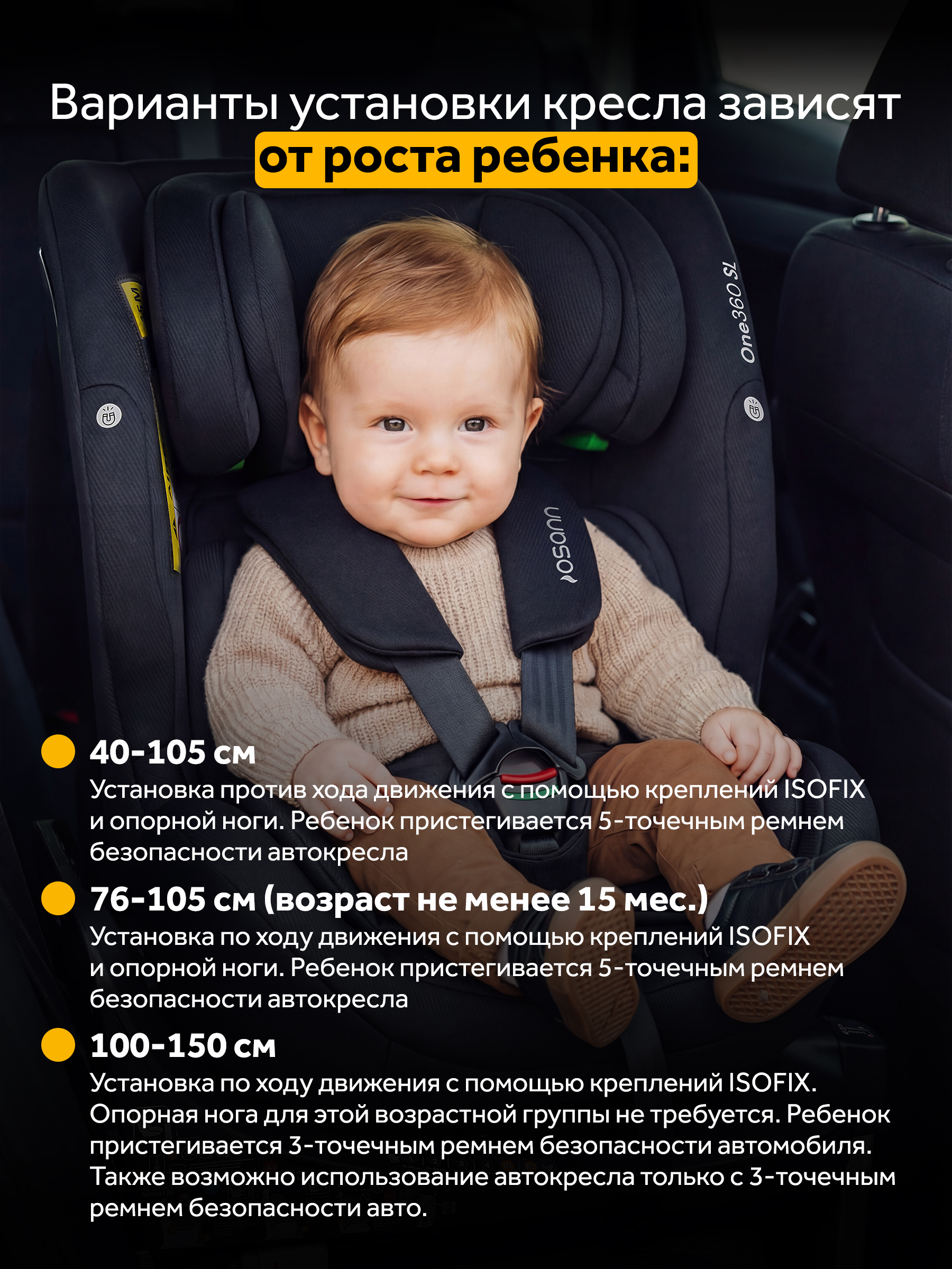 Автокресло Osann One 360 Carbon 0-36 кг Isofix 0+/1/2/3 (0-36 кг) черный - фото 11
