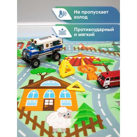 Коврик напольный детский VILINA Город с животными 120х120 см.