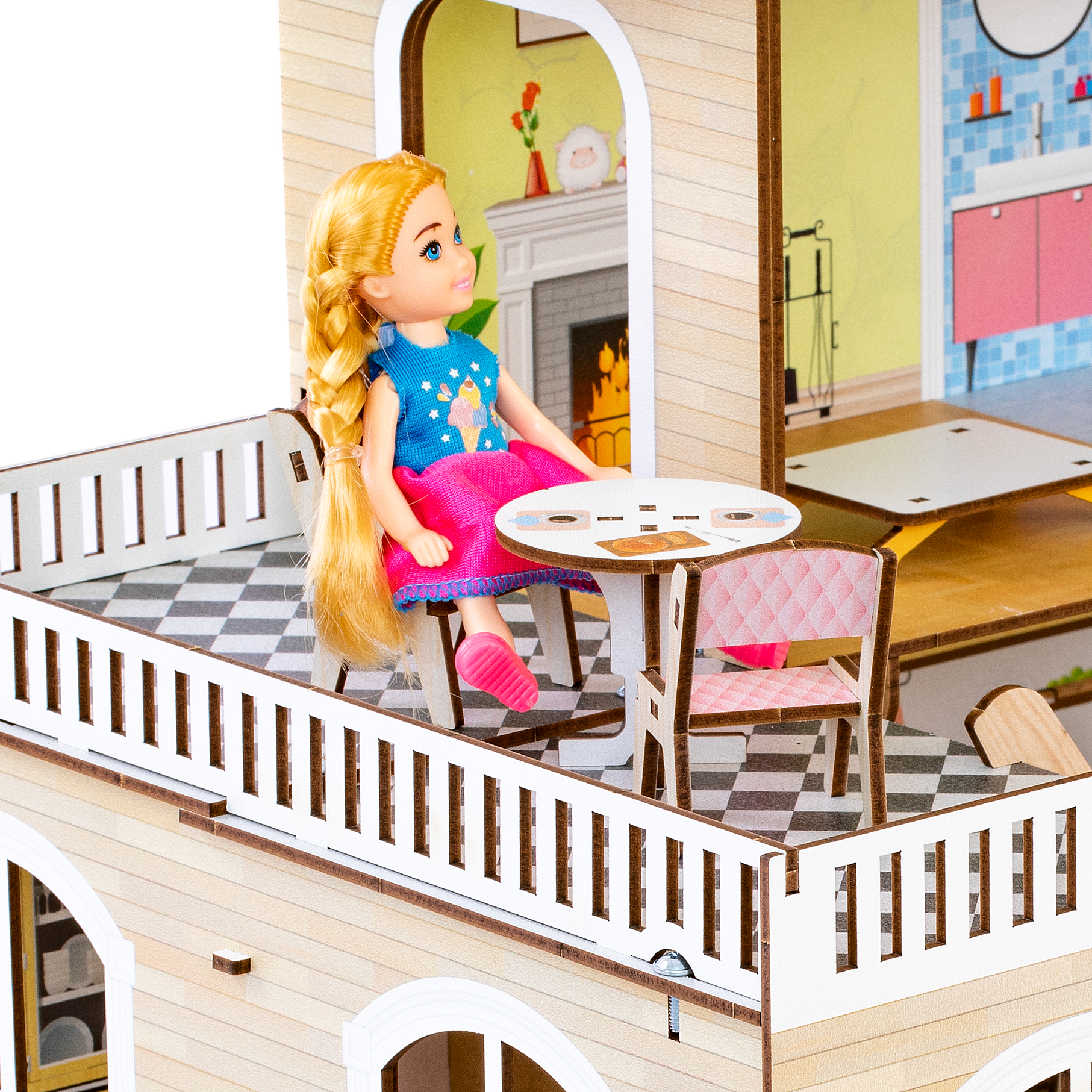 Домик для кукол M-WOOD 61 см с мебелью 3033 - фото 9