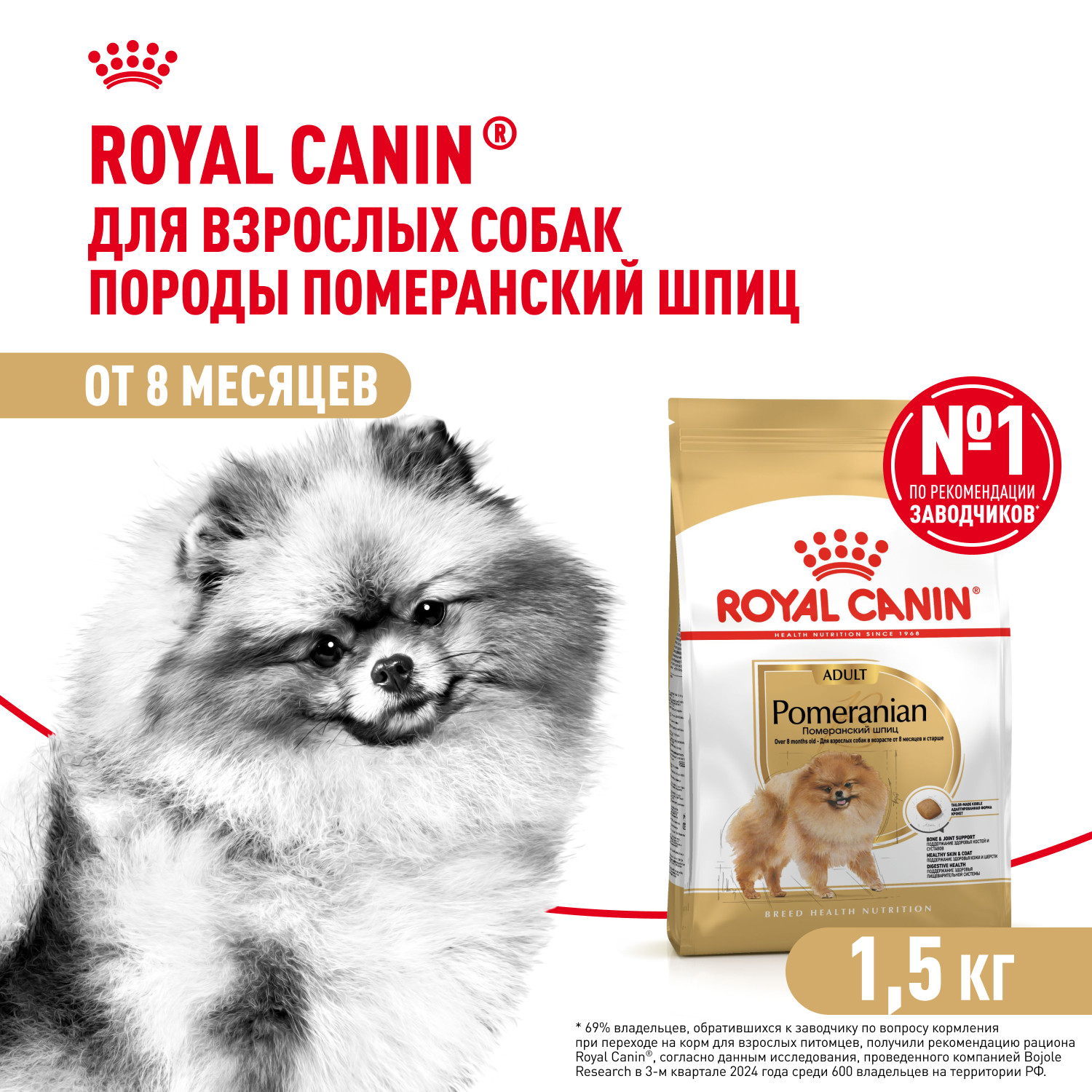 Корм для собак ROYAL CANIN породы померанский шпиц 0.5кг - фото 1