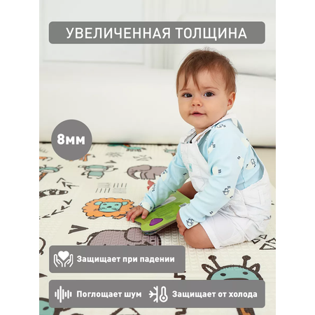 Коврик детский для ползания METOMI Веселые животные/Звезды