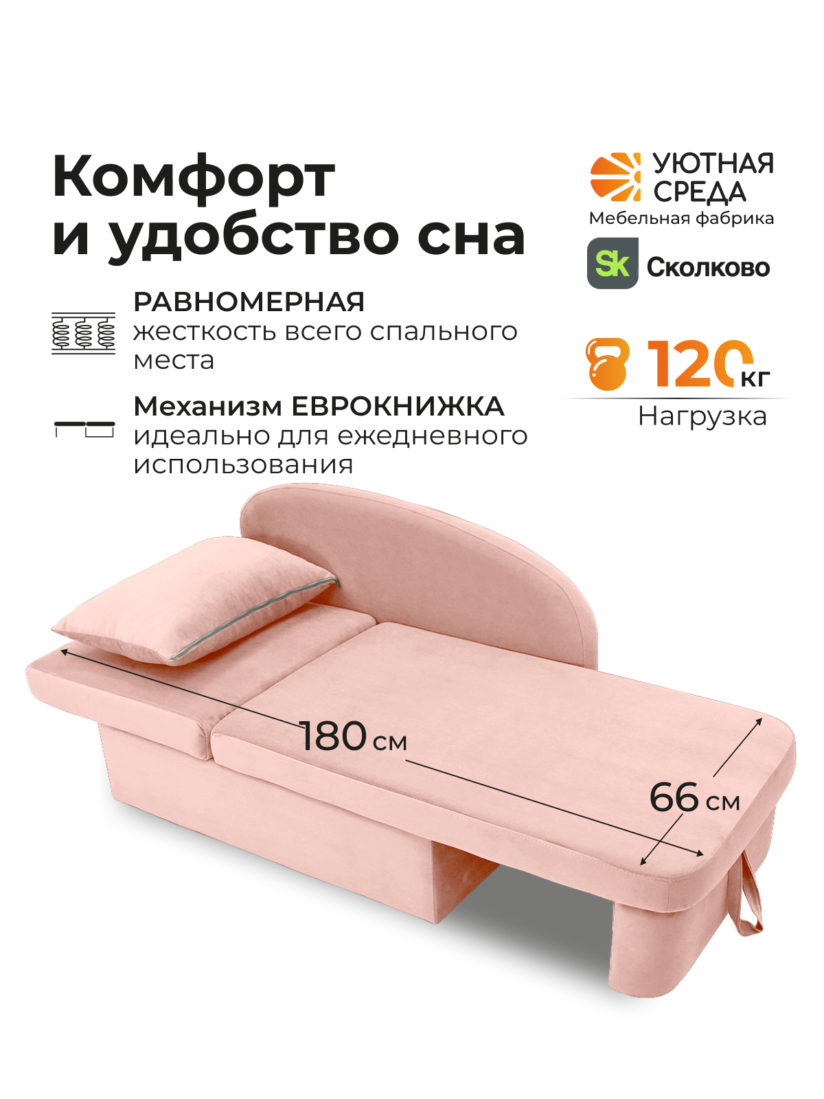 Диван Уютная среда раскладной велюр розовый левый розовый - фото 5