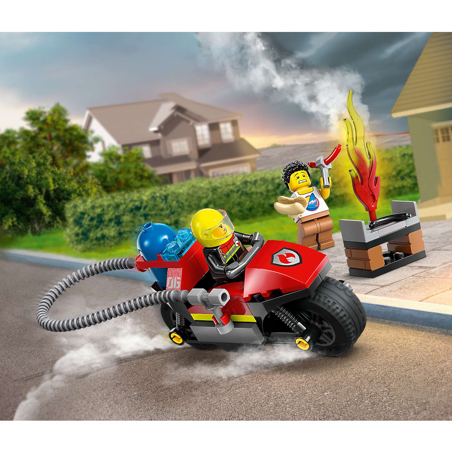 Конструктор LEGO City Пожарно-спасательный мотоцикл блочный - фото 10