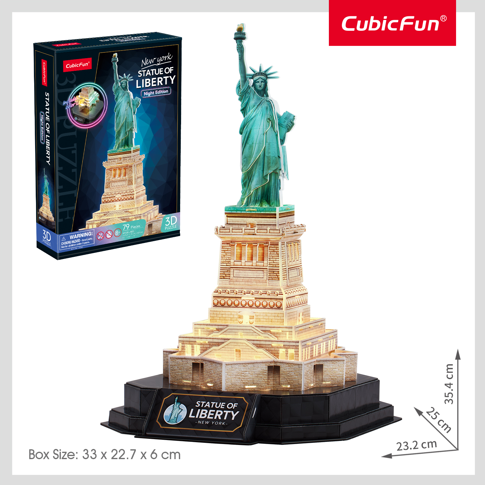 Пазл CubicFun Статуя Свободы 79 деталей LED 3D - фото 1