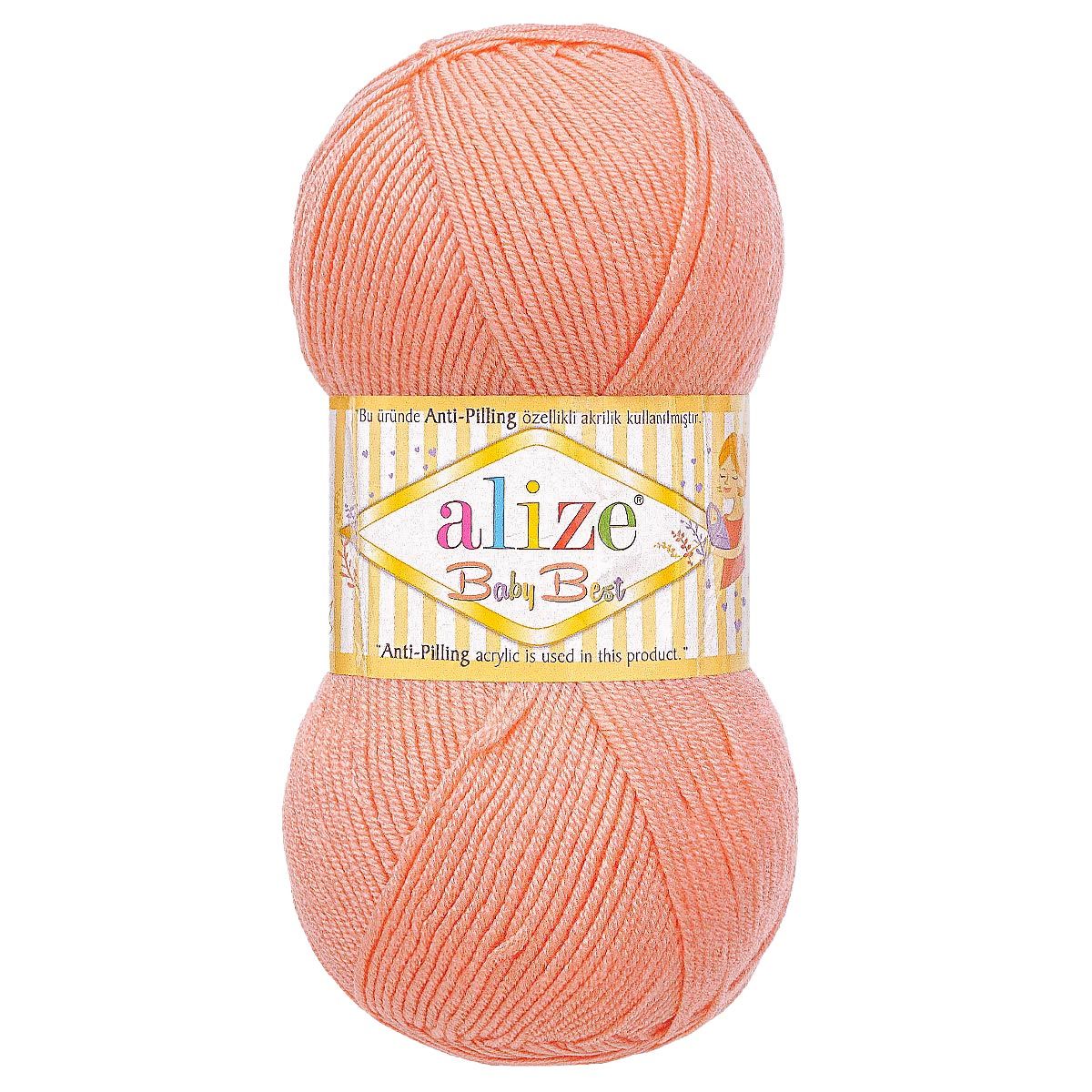Пряжа для вязания Alize baby best бамбук акрил с эффектом антипиллинг 100 г 240 м 145 персиковый 5 мотков - фото 4