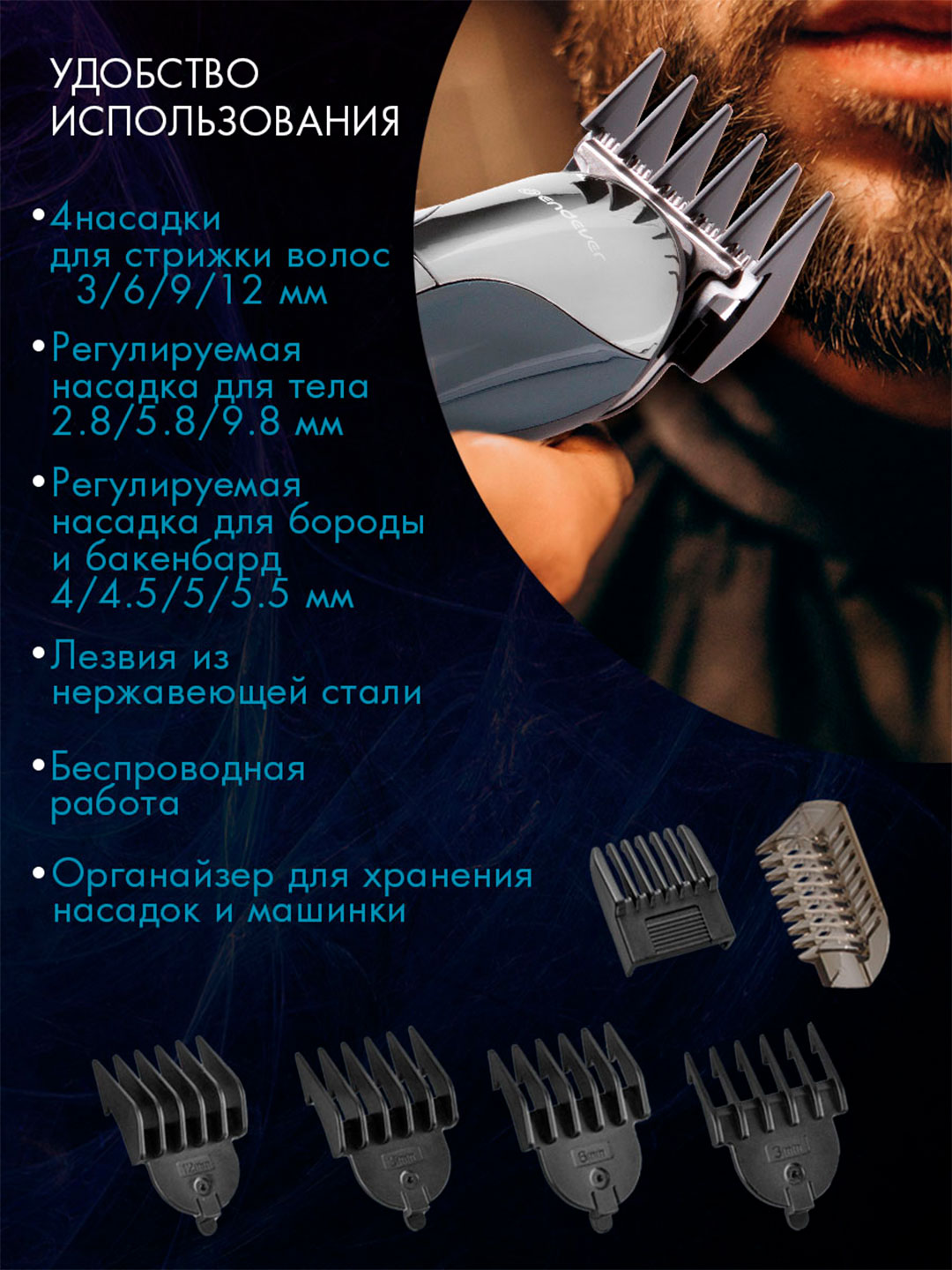 Машинка для стрижки волос ENDEVER Sven-988 - фото 4