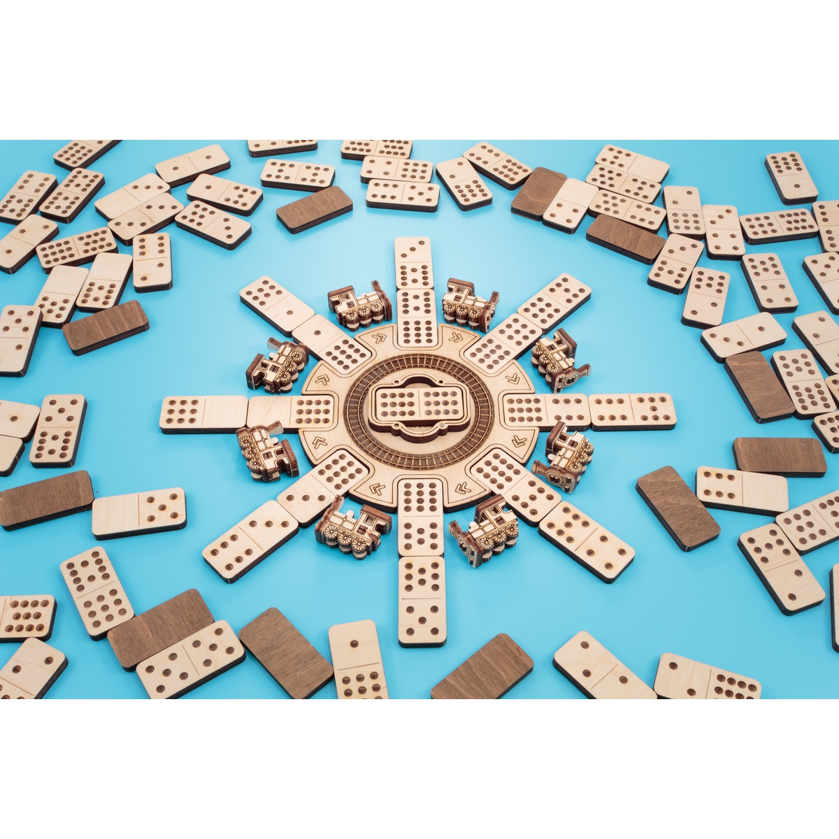 Конструктор Eco Wood Art Домино Мексиканский поезд деревянный - фото 17
