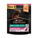 Корм для щенков сухой PRO PLAN Sensitive Skin для мелких пород с чувствительной кожей с лососем 700г