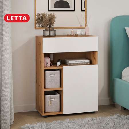 Комод шкаф LETTA Blues цвет дуб вотан белое тиснение 586*795*320