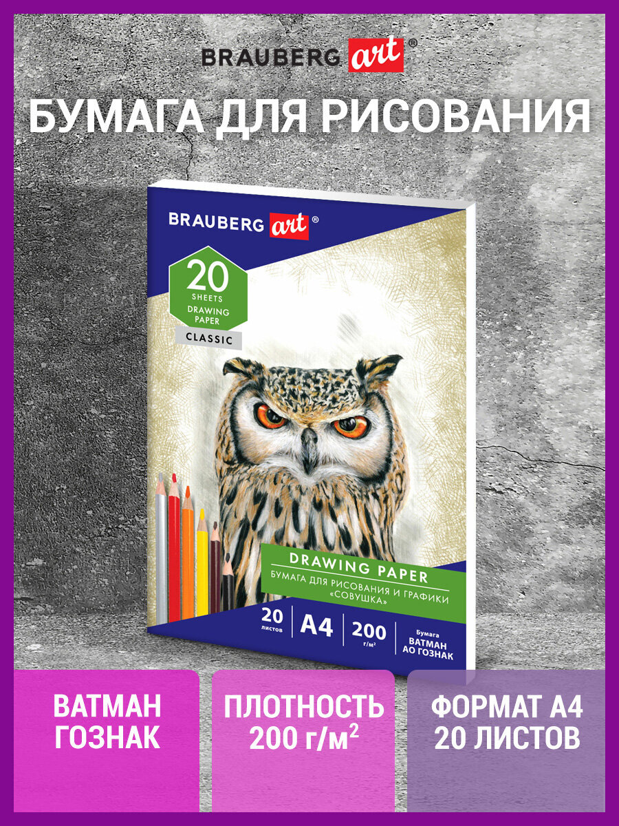 Художественная бумага Brauberg для графики 20 лист. - фото 1