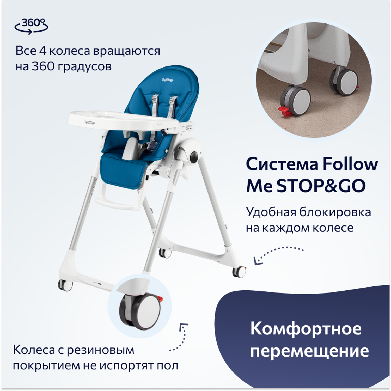 Стульчик для кормления Peg-Perego Prima Pappa Follow Me классический - фото 7