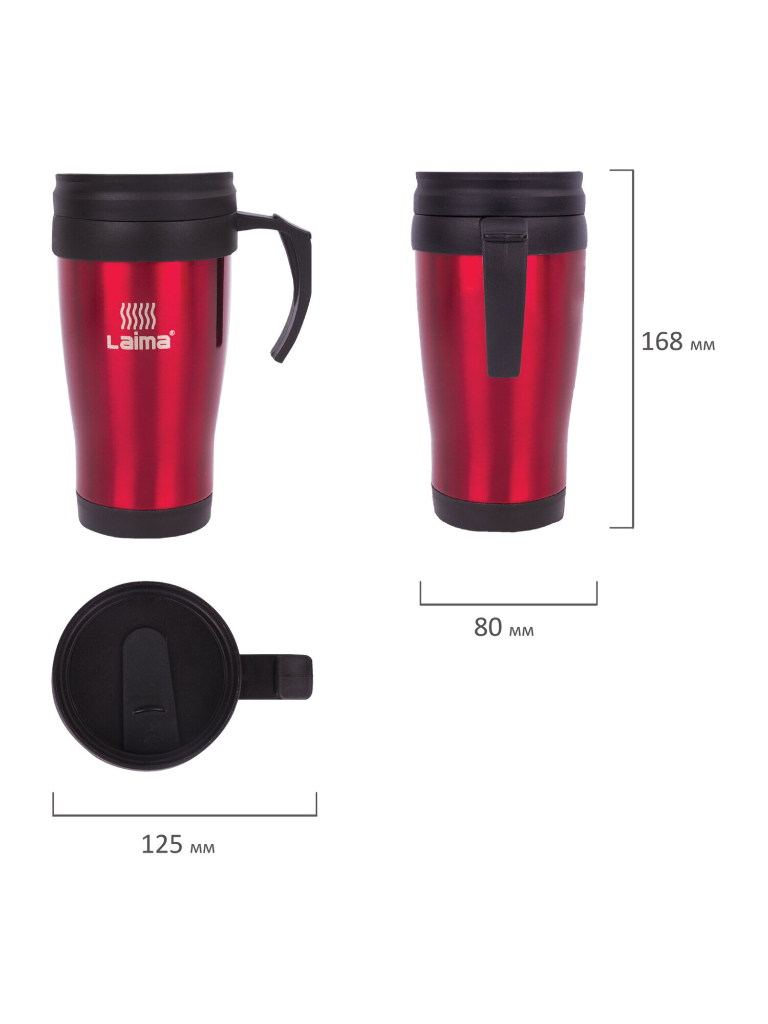 Термокружка Лайма 400 мл нержавеющая сталь красная - фото 9