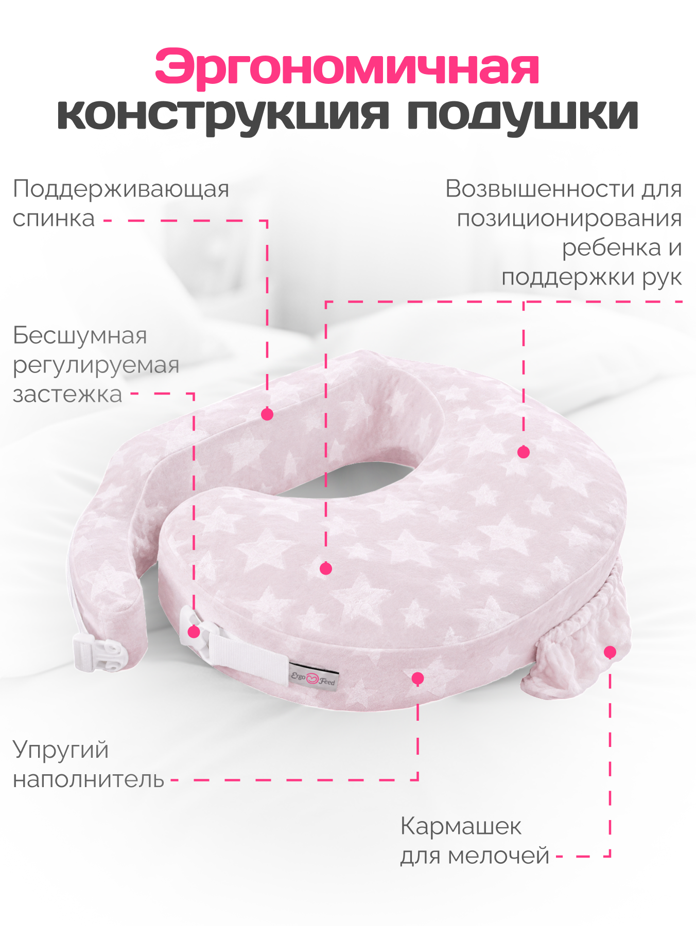Подушка для кормления ErgoFeed розовый 40 x 60 см - фото 2