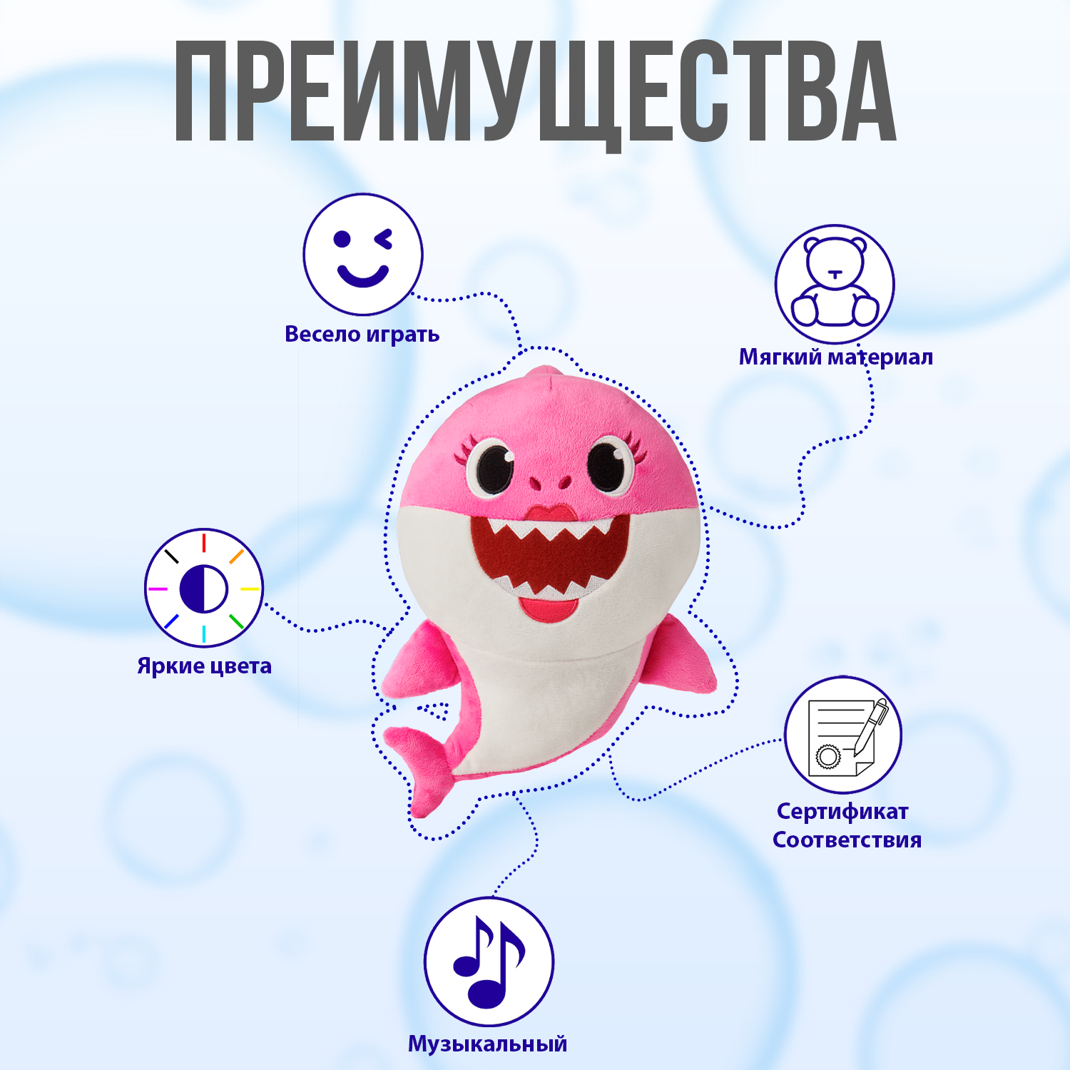 Мягкая игрушка WowWee акула Мама Baby Shark 29 см - фото 5