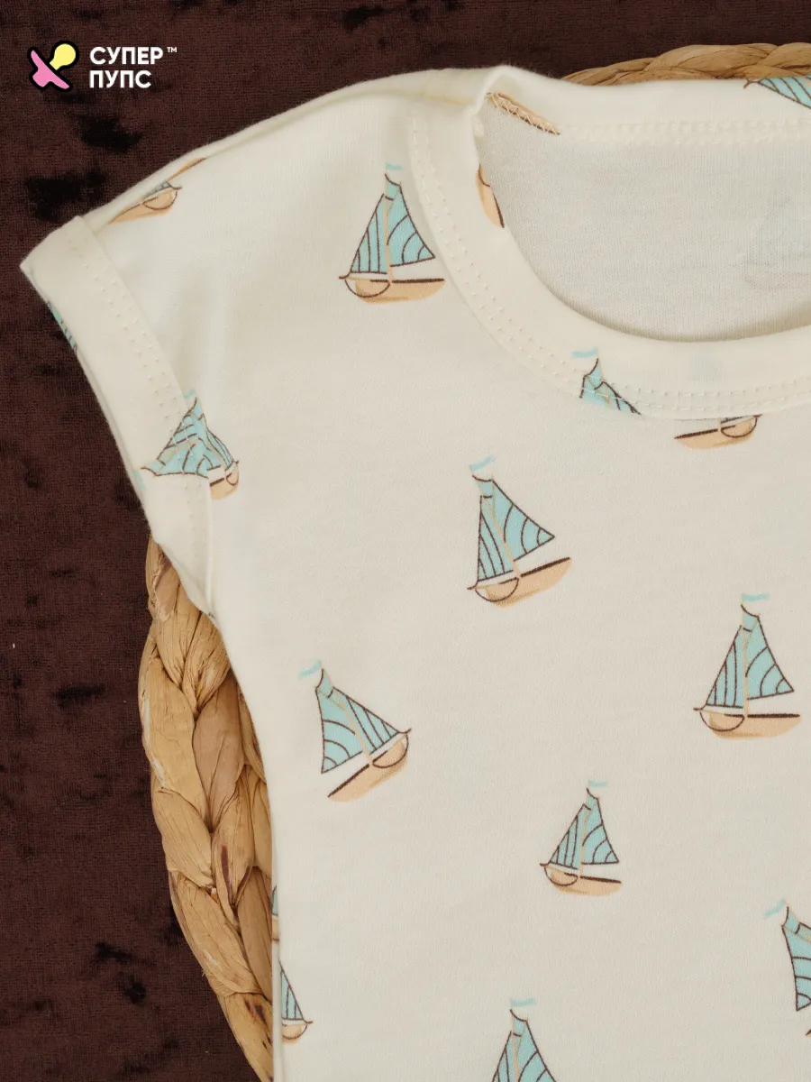 Футболка и штанишки Супер Пупс нбр/фут/штан/паруса/кофе - фото 9