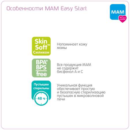 Пустышка MAM силикон ортодонтическая от 6 мес. 2 шт.