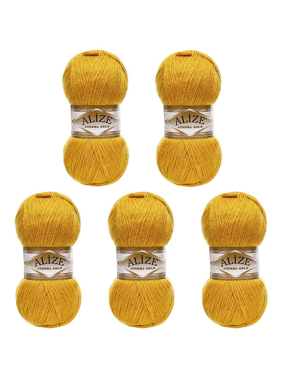Пряжа Alize мягкая теплая для шарфов кардиганов Angora Gold 100 гр 550 м 5 мотков 02 шафран - фото 6