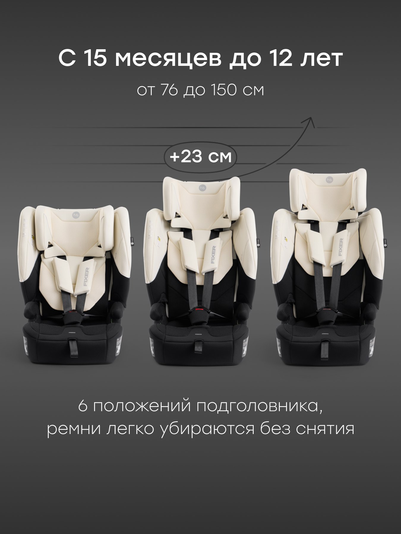 Автокресло Happy Baby Fixer Isofix 1/2/3 (9-36 кг) бежевый - фото 3