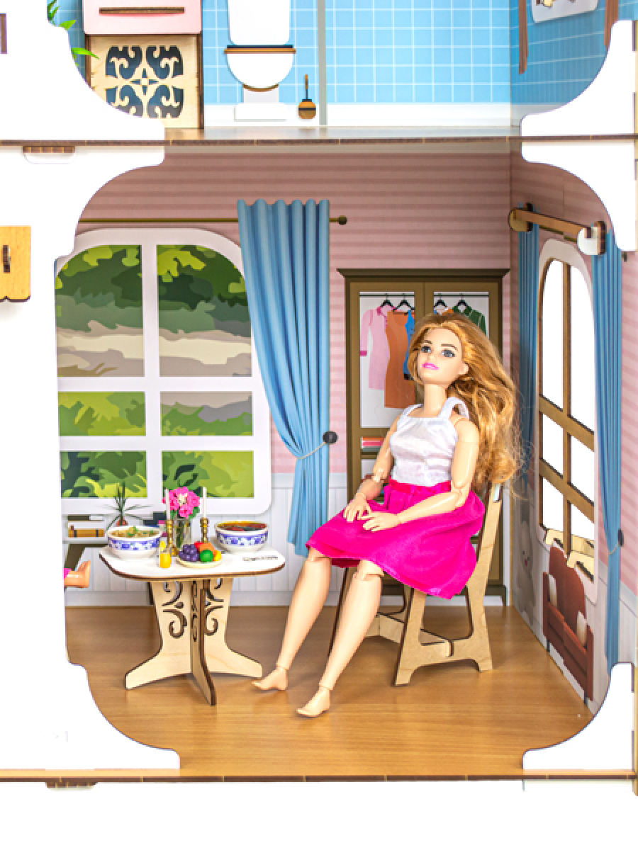 Домик для кукол M-WOOD с мебелью 3094-2 - фото 13