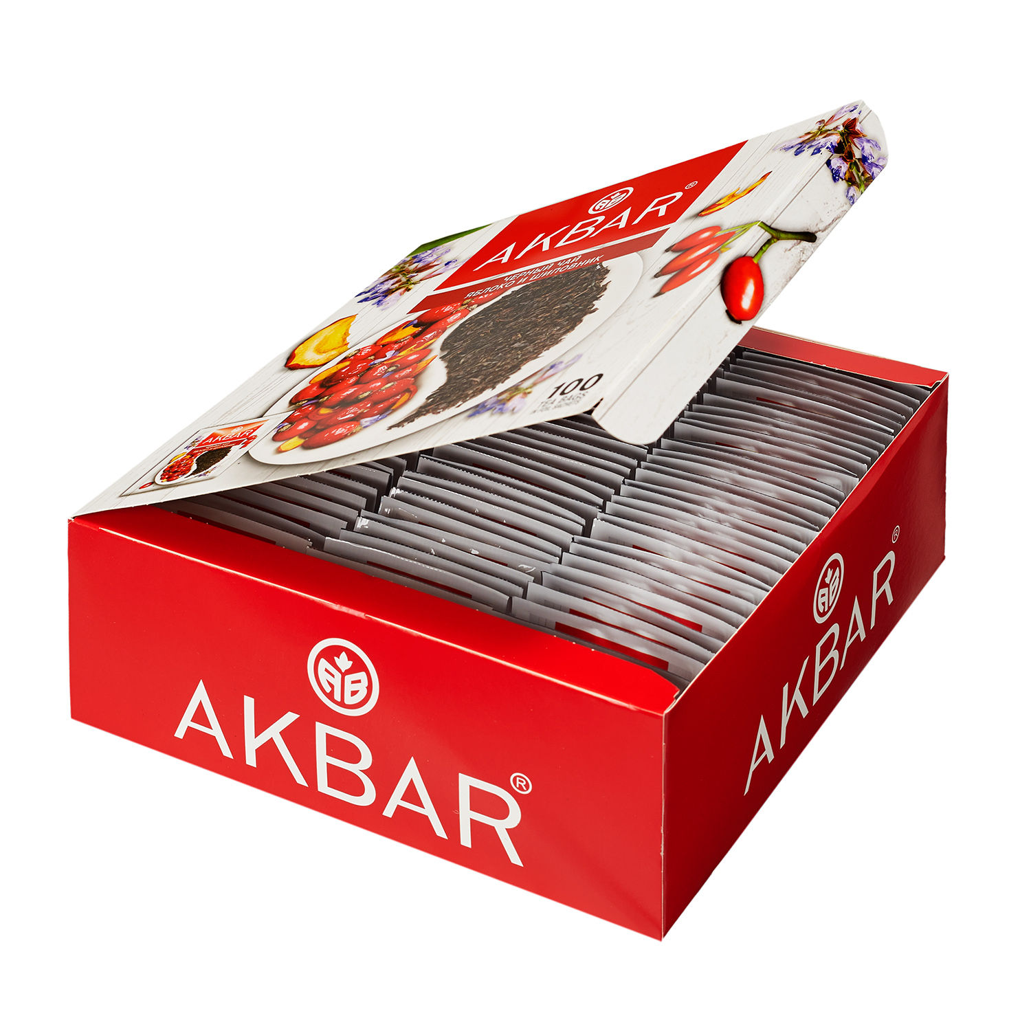 Чай Akbar Черный Яблоко и Шиповник 100 пакетов в конвертах - фото 2