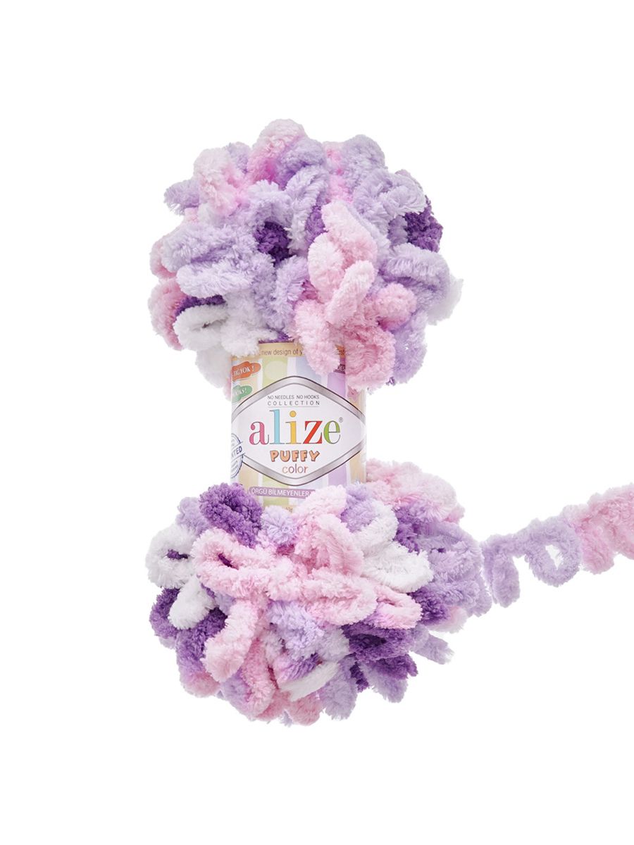 Пряжа для вязания Alize puffy color 100 г 9 м микрополиэстер плюшевая мягкая 6305 секционный 5 мотков - фото 4