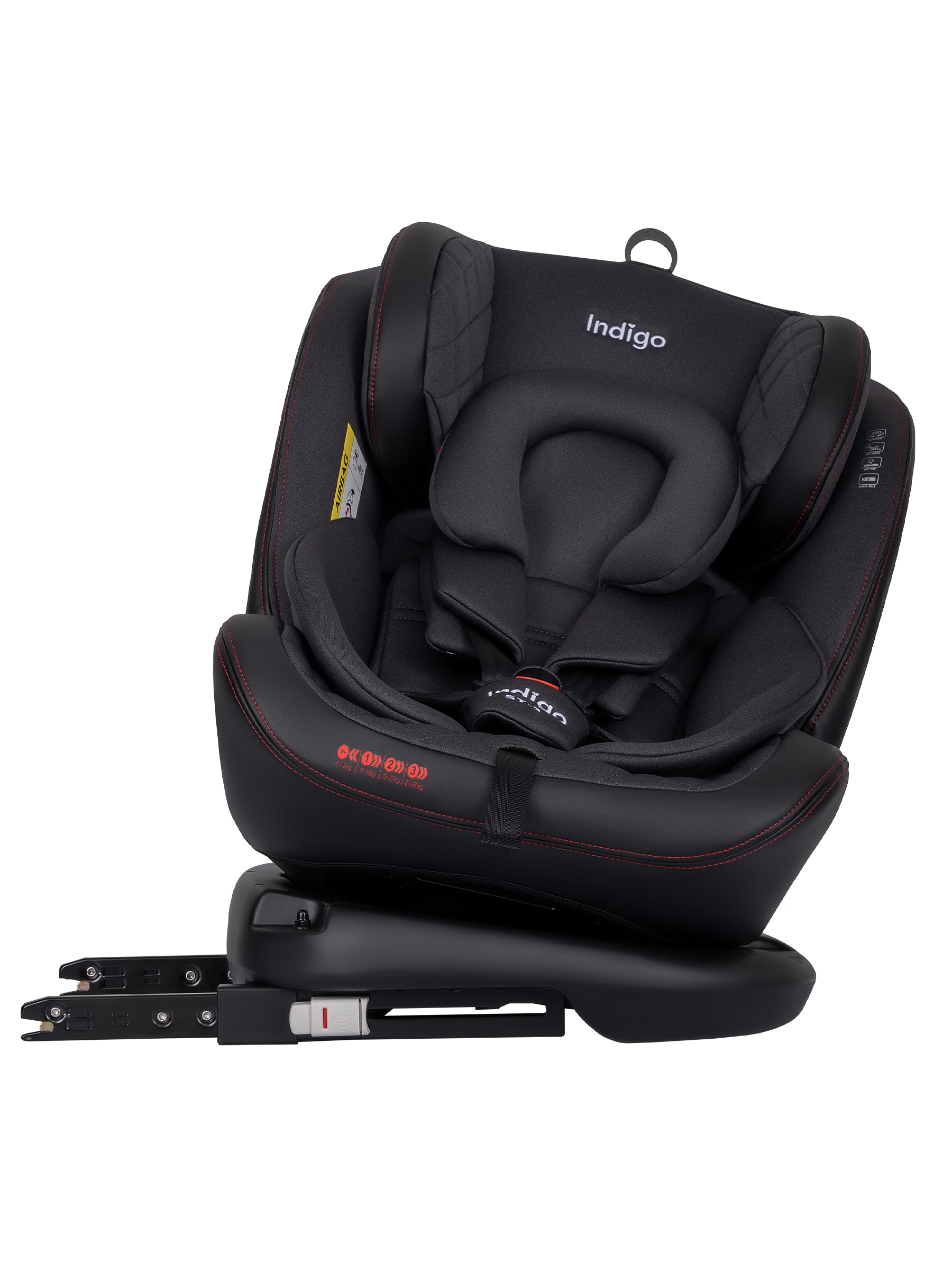 Автокресло Indigo Aero, черный-красный Isofix 0+/1/2/3 (0-36 кг) - фото 9