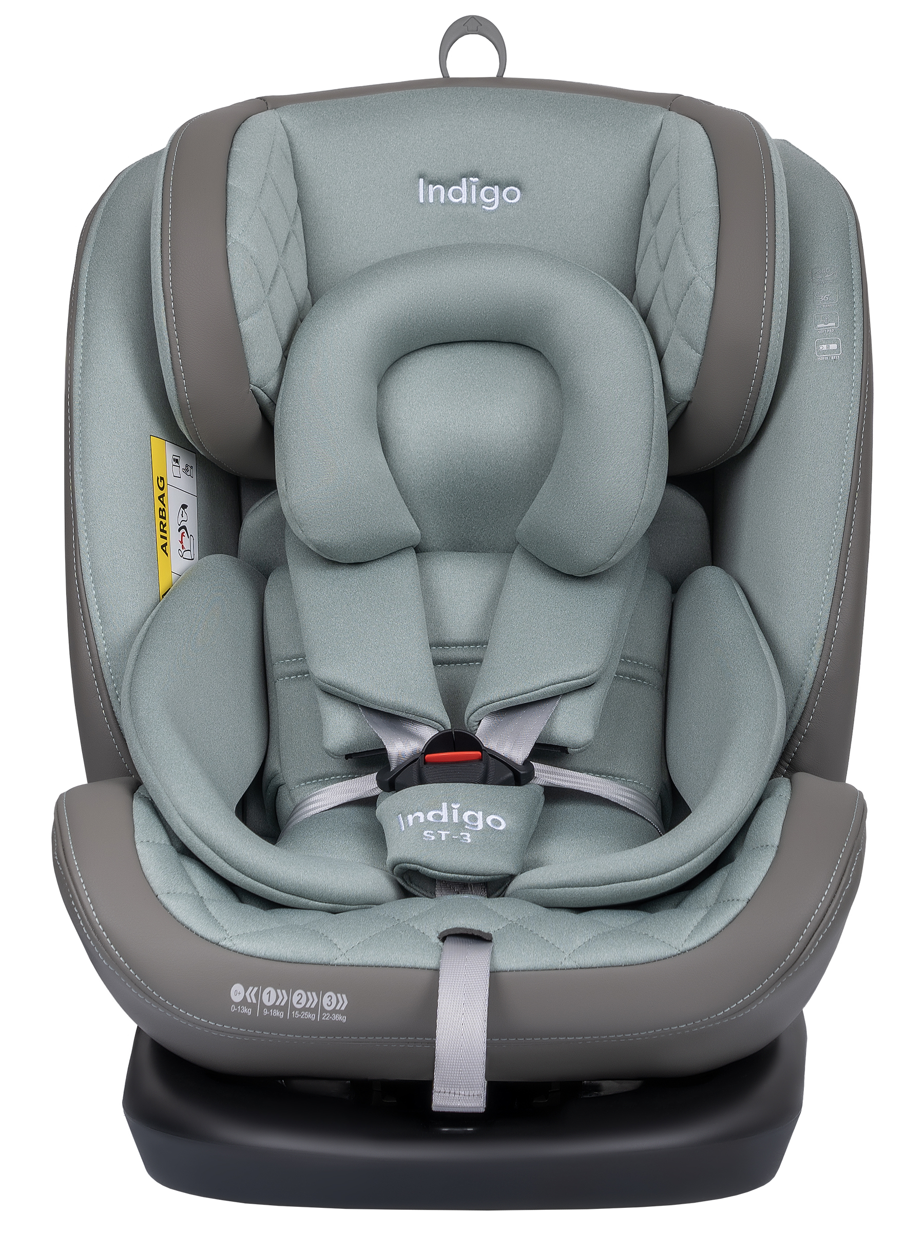 Автокресло Indigo Aero, шалфей Isofix 0+/1/2/3 (0-36 кг) - фото 3