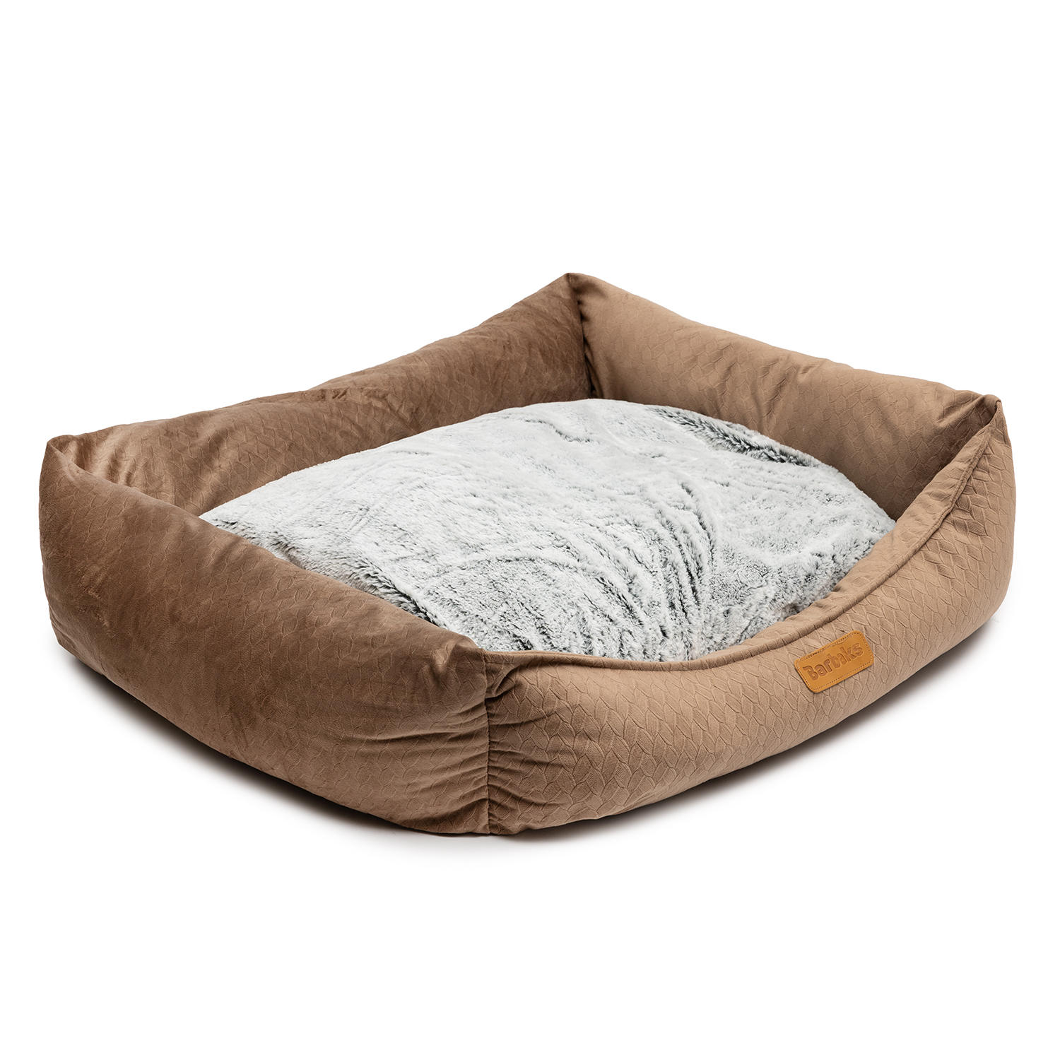Лежанка Barbaks XL 75*60*19см прямоугольная однотонная с бортиком и съемной подушкой коричневая - фото 3