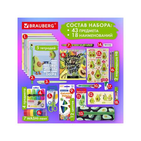 Набор канцелярский Brauberg Avocado 43 предм.