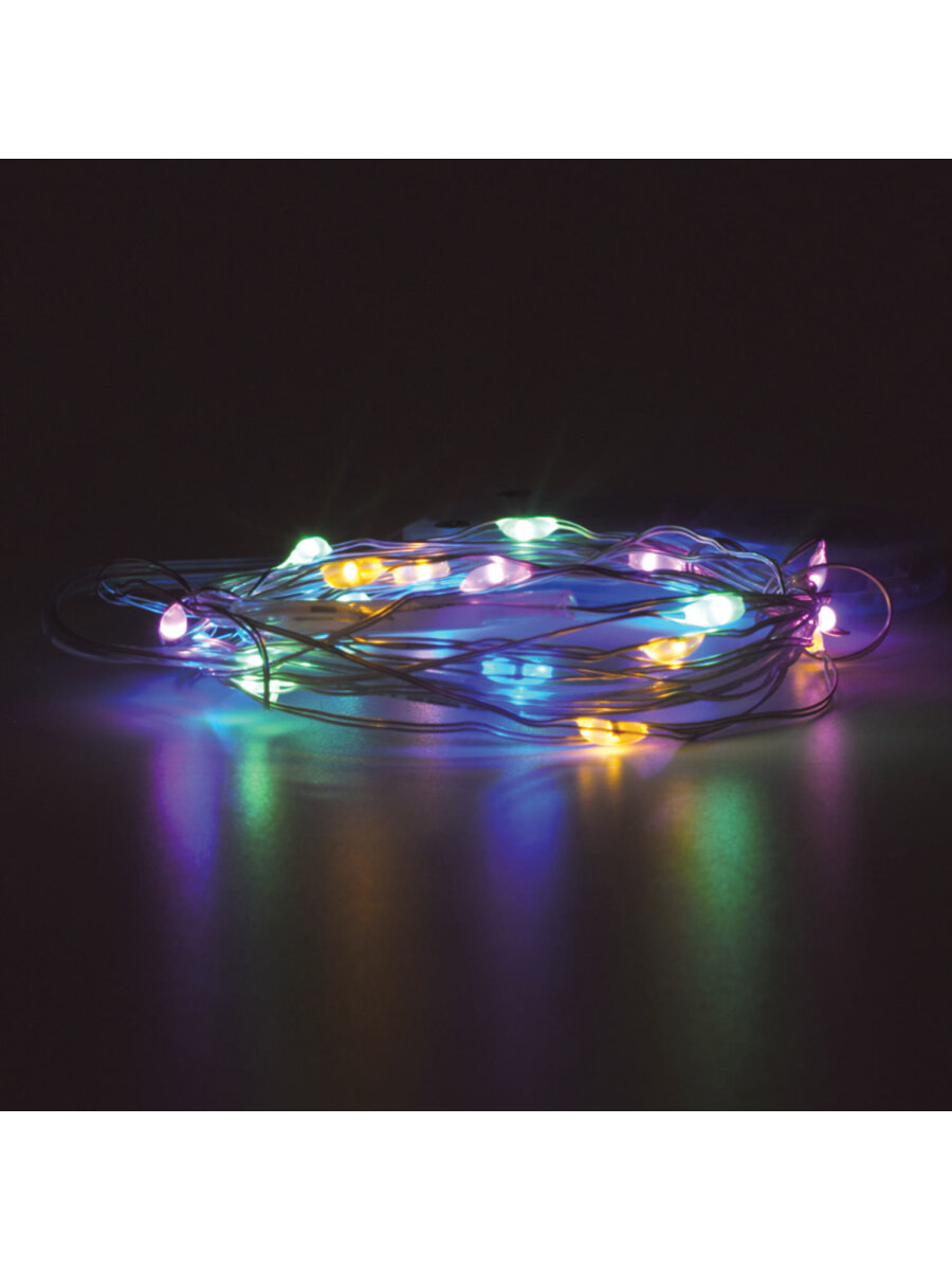 Электрогирлянда Золотая сказка светодиодная Роса 20 ламп 2 м многоцветная на батарейках - фото 6