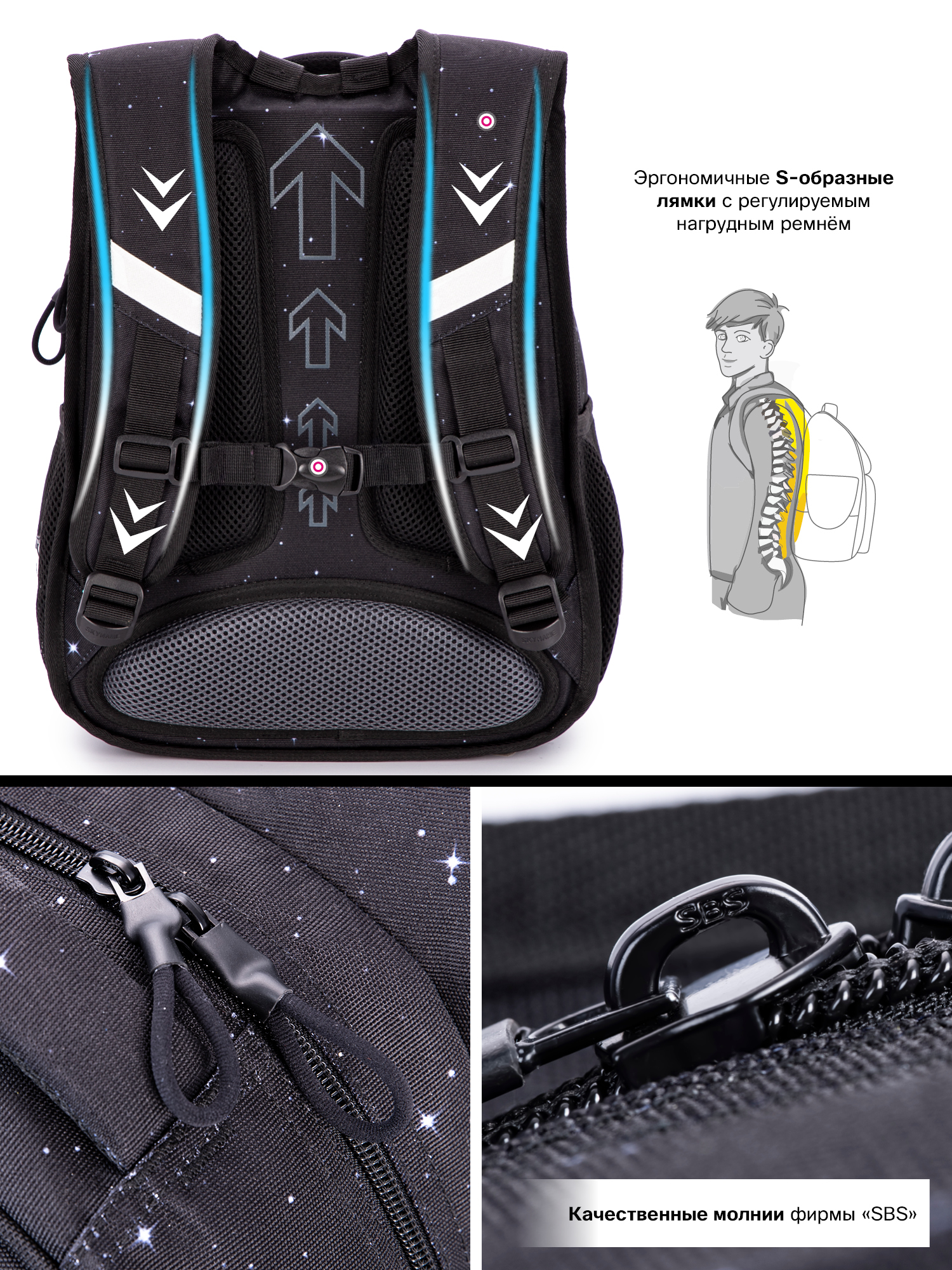 Рюкзак SkyName 17л анатомическая спинка+мячик - фото 10