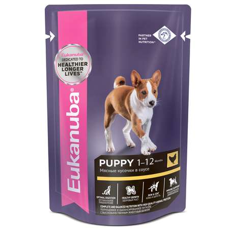 Корм для щенков Eukanuba 85г с курицей в соусе пауч