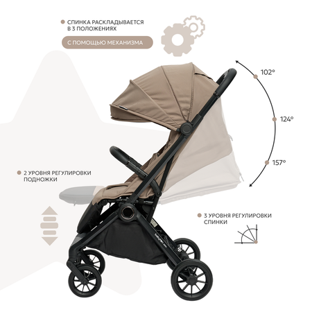 Коляска прогулочная Babyton Mira бежевый