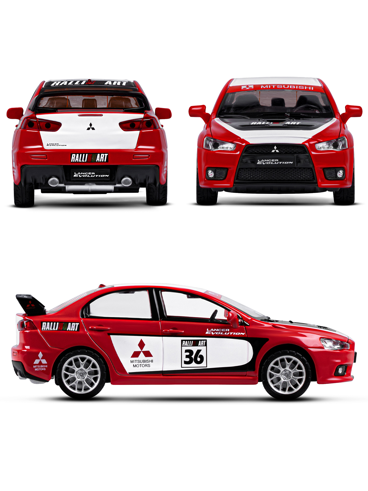 Автомобиль АВТОпанорама Mitsubishi Lancer Evolution 1:32 JB1251543 - фото 6