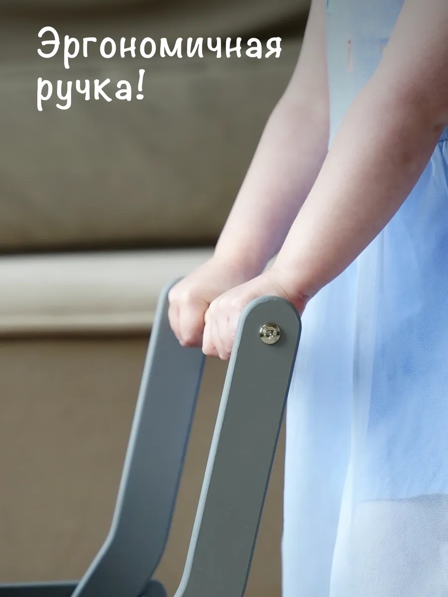 Прогулочная коляска, коляска-люлька для кукол Klikkin Kolyaska-Gray - фото 7