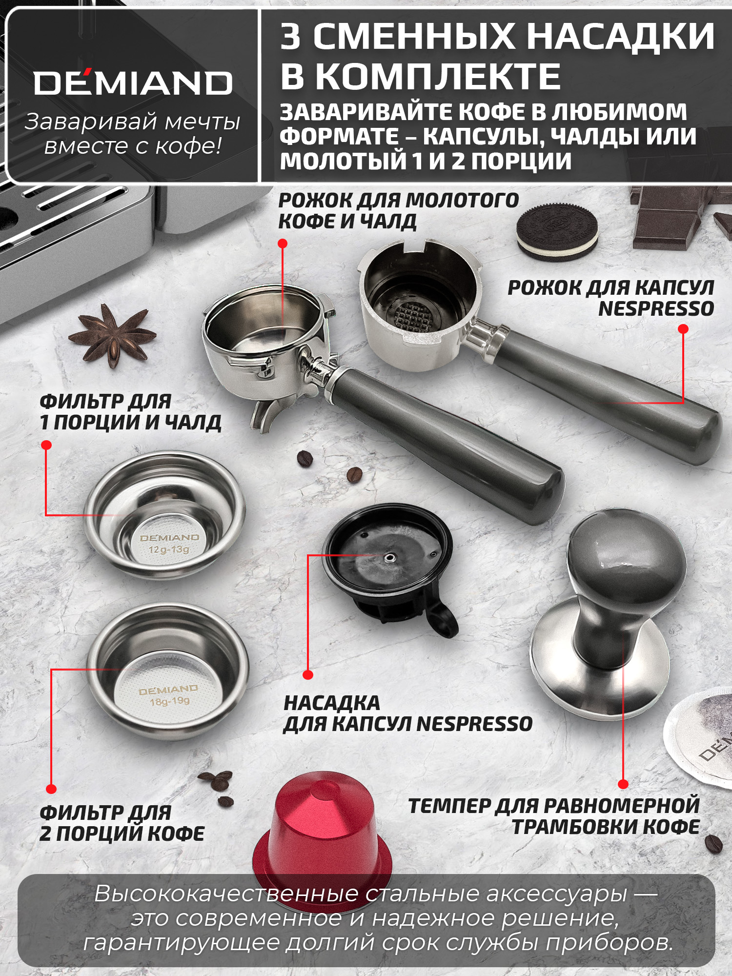 Кофеварка рожковая RIVO DEMIAND с автоматическим капучинатором - фото 4