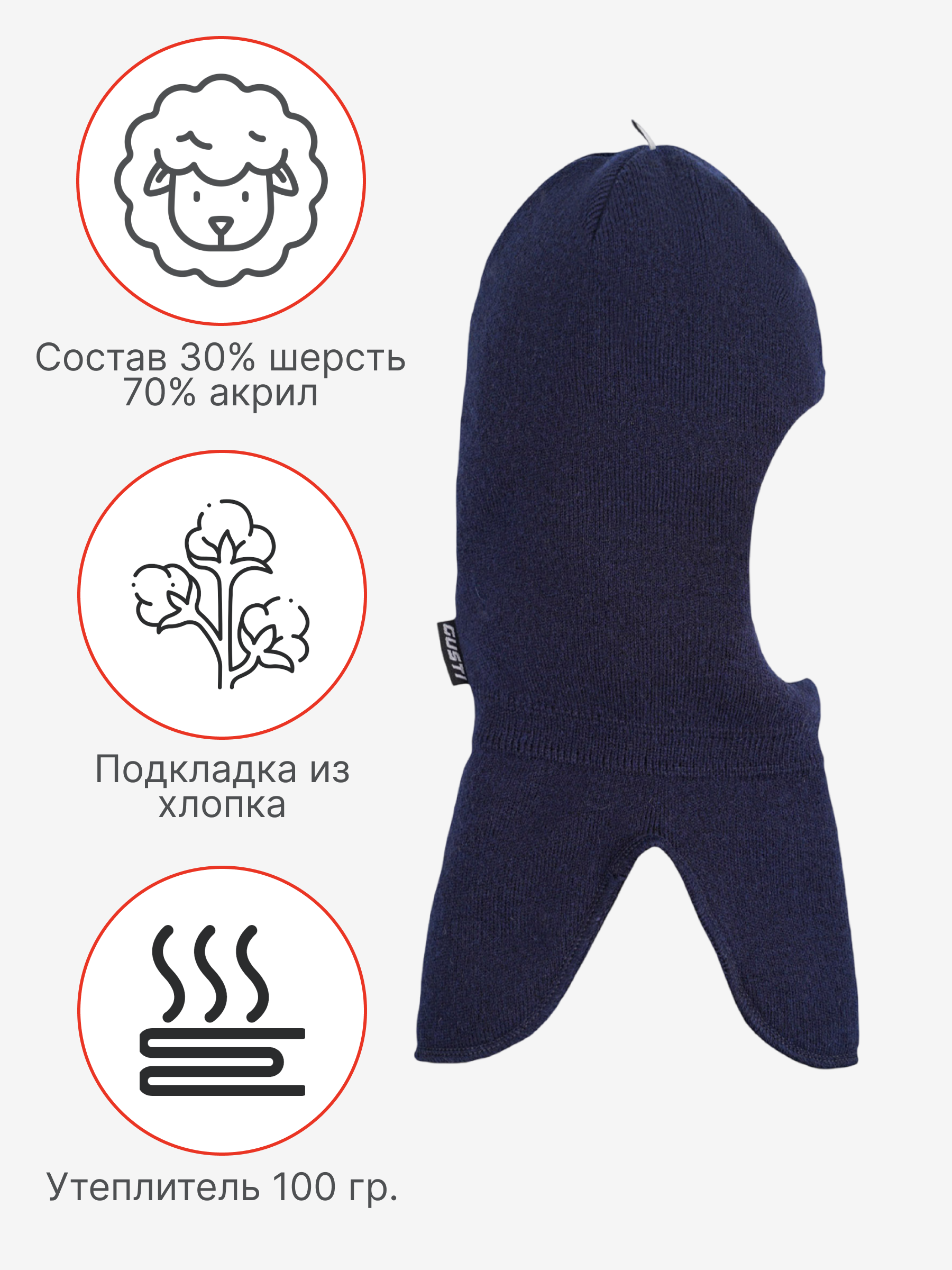 Шапка-шлем GUSTI GW24AC1176B-NAVY - фото 4