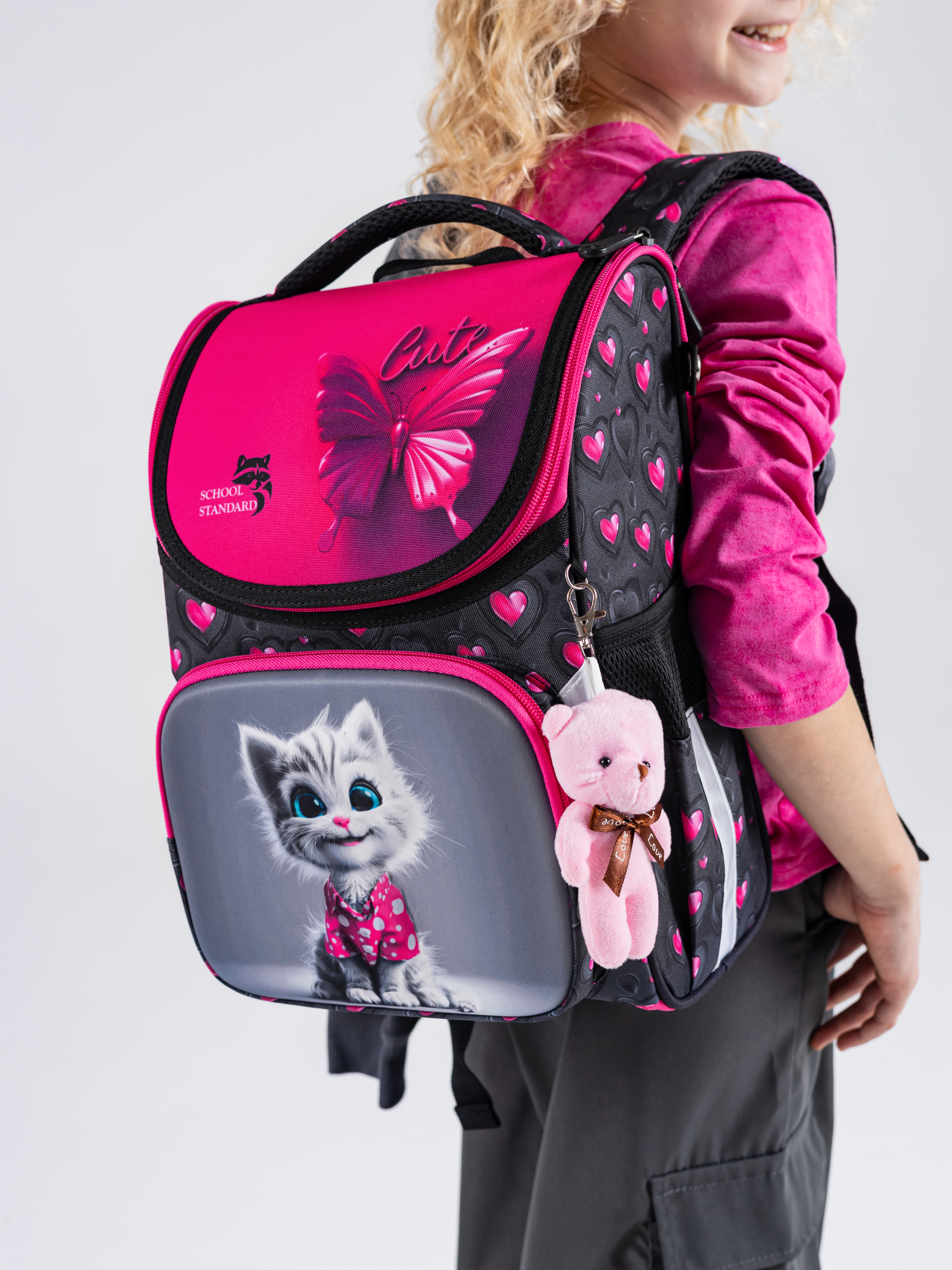 Ранец School Standard начальной школы 4 в 1 + мишка - фото 5