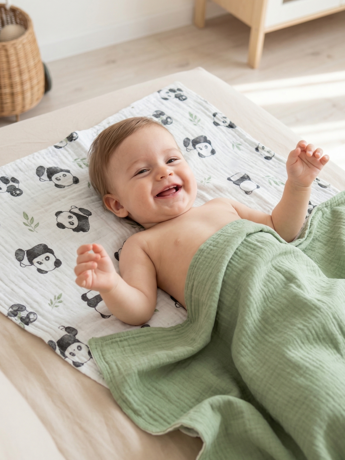 Пелёнка Loo-Loo Панда муслин 100х135 см 2 шт. - фото 2