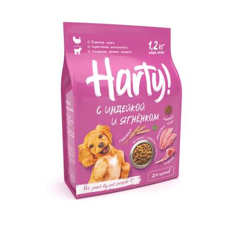 Корм для щенков Harty 1.2кг средних и крупных пород с индейкой и ягненком сухой