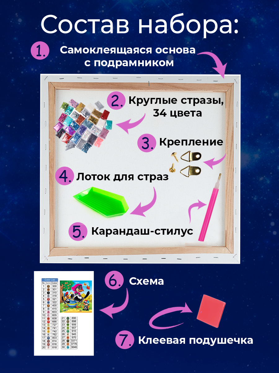 Алмазная мозаика Рыжий кот Мама-сорока с птенцами - фото 4